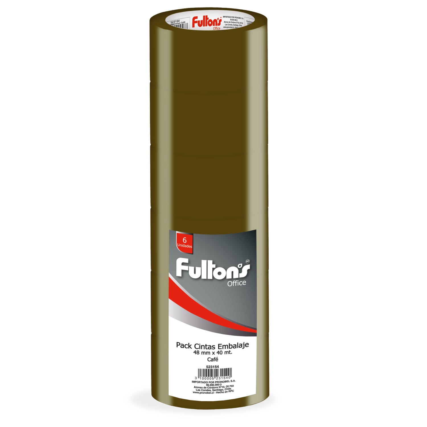 Pack 6 Cinta Embalaje 48mm x 40 mt Café Fultons